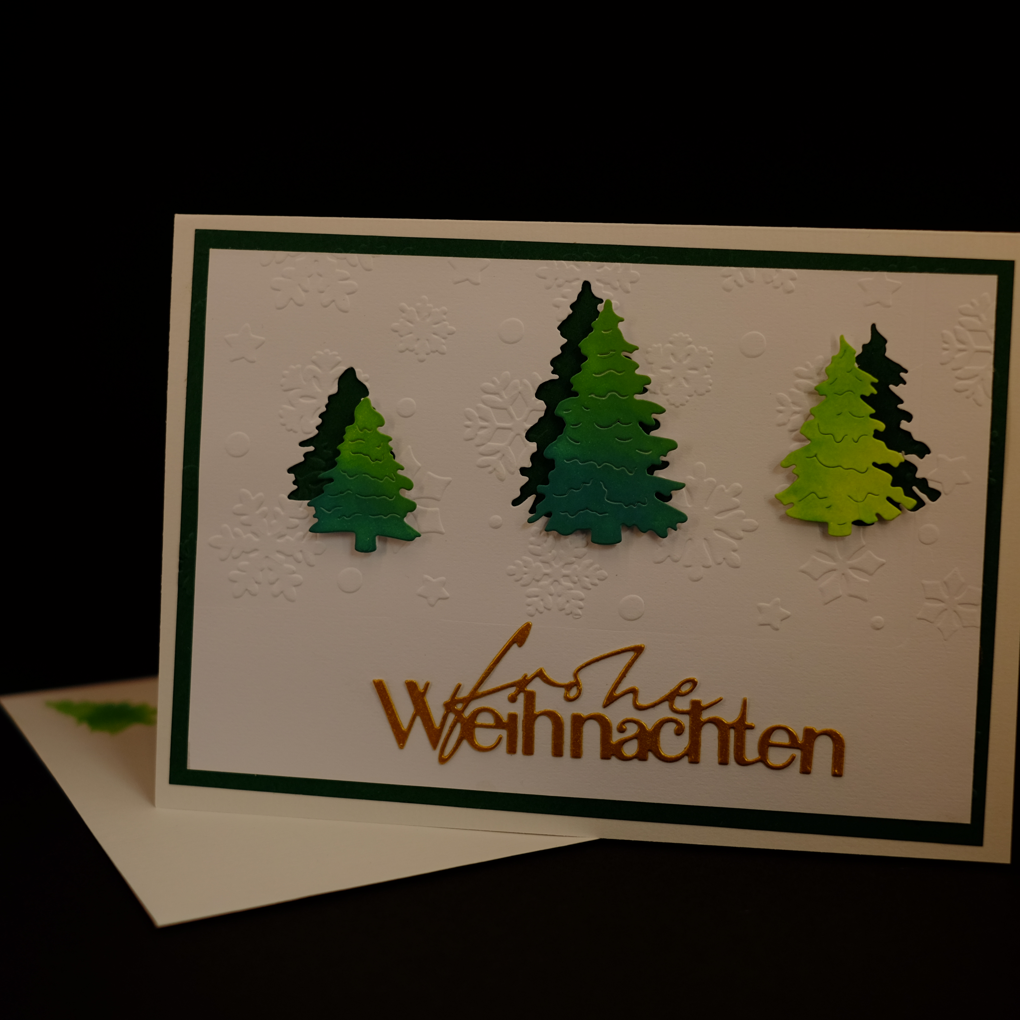 Weihnachtskarten mit Tannenbäume "Frohe Weihnachten"